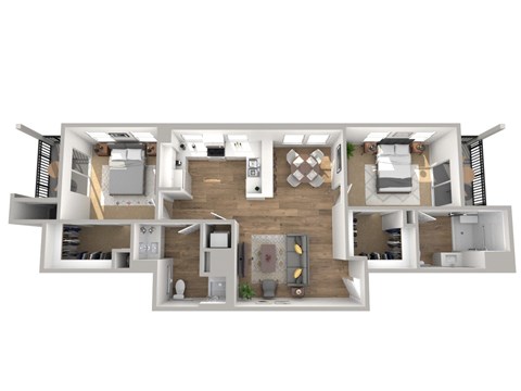 Floor plan for 2 beds, 2 baths, 1012 sqft